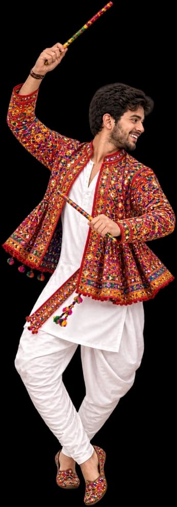 Male Dandiya Performer with Dandiya Sticks